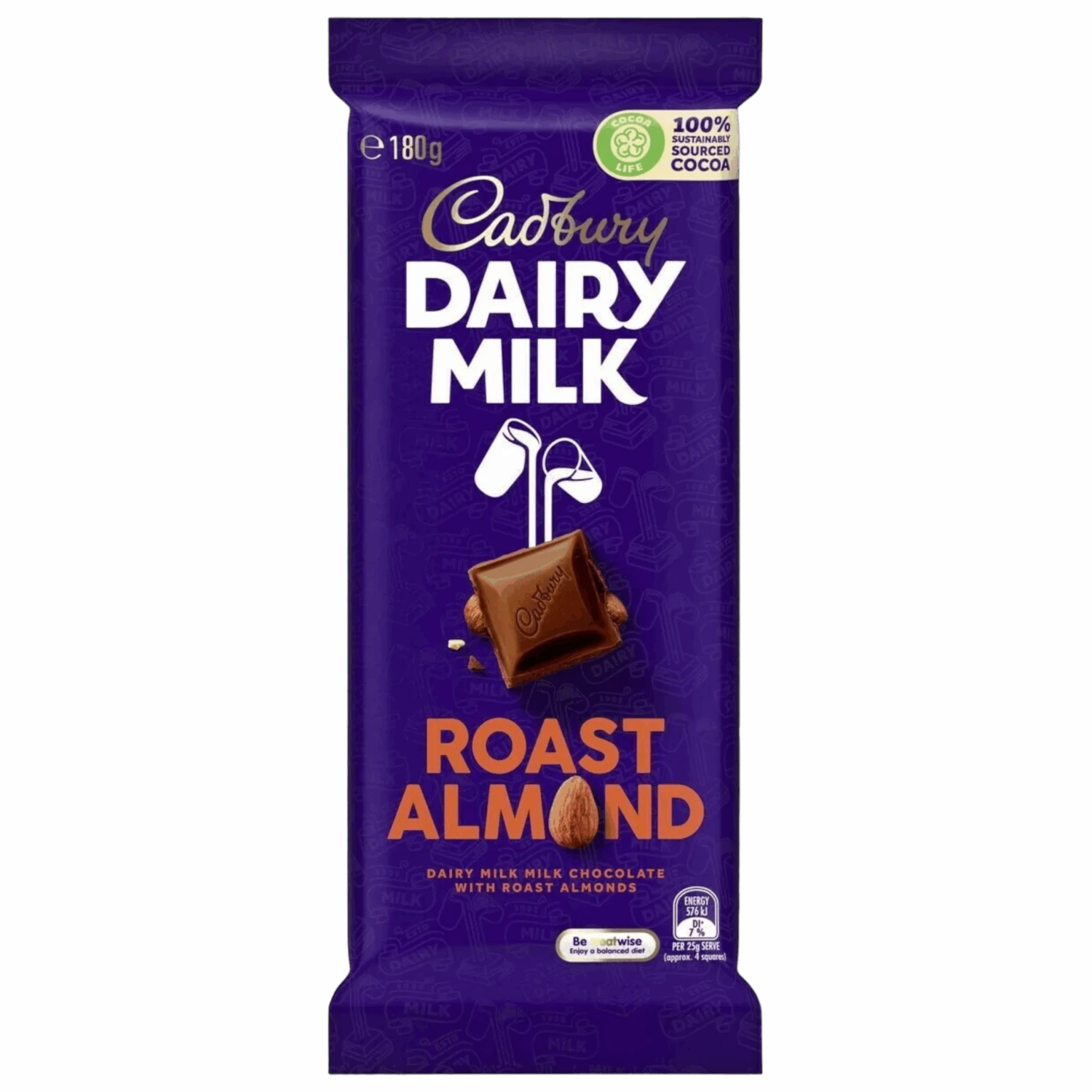 Cadbury Dairy Milk Roast Almond Chocolate Block (Australia) - 6.34oz (180g) 3 Cadbury Dairy Milk Roast Almond Chocolate Block (Australia) - 6.34oz (180g)