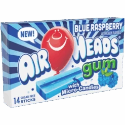 Airheads Blue Raspberry Sugar Free Gum With Micro Candies - 14 Stick Pack