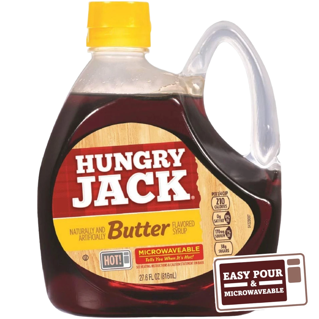Hungry Jack Butter Flavoured Pancake Syrup Huge Microwaveable Bottle - 27.6fl.oz (816ml) 3 Hungry Jack Butter Flavoured Pancake Syrup Huge Microwaveable Bottle - 27.6fl.oz (816ml)