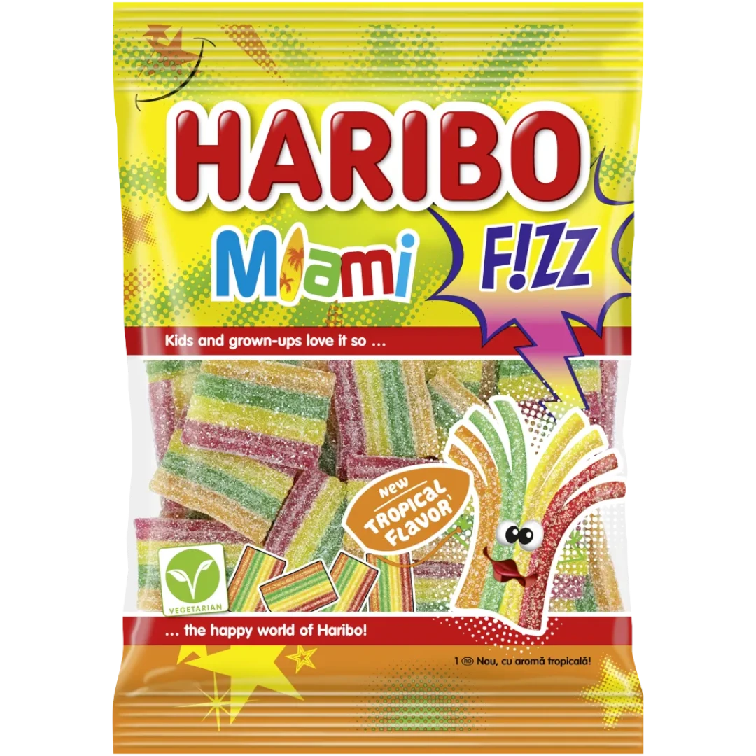 Haribo Miami Fizz Peg Bag (European) - 2.8oz (80g) 3 Haribo Miami Fizz Peg Bag (European) - 2.8oz (80g)