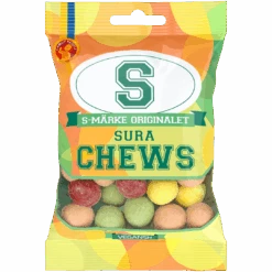 S-Märke Sura Chews (Sour Chews) Peg Bag (Sweden) - 2.47oz (70g)