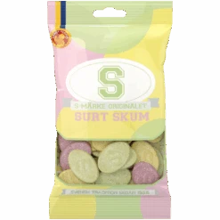 S-Märke Surt Skum (Sour Foam Ovals) Peg Bag (Sweden) - 2.47oz (70g)