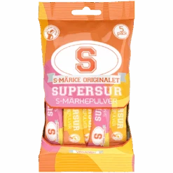 S-Märke Supersur Pulver Peg Bag (Super Sour Powder Sachets) (Swedish) - 5 Pack