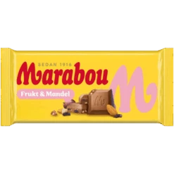 Marabou Frukt & Mandel (Fruit & Almond) Chocolate Block (Sweden) - 3.53oz (100g)