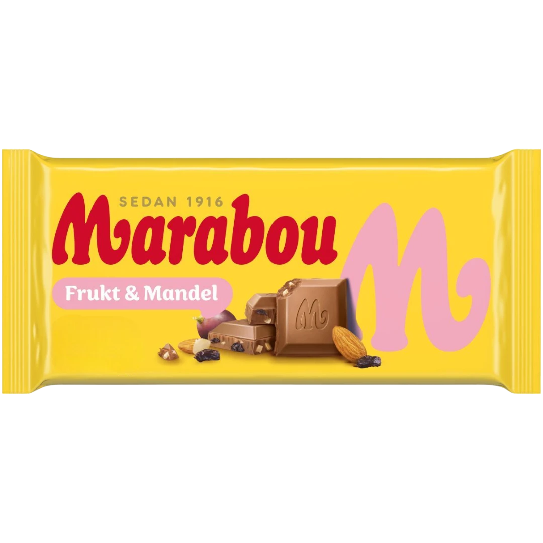 Marabou Frukt & Mandel (Fruit & Almond) Chocolate Block (Sweden) - 3.53oz (100g) 3 Marabou Frukt & Mandel (Fruit & Almond) Chocolate Block (Sweden) - 3.53oz (100g)