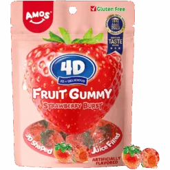 Amos 4D Gummies Juice Filled Strawberry Burst - 6oz (170g)