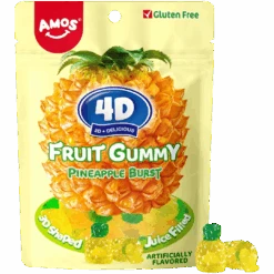 Amos 4D Gummies Juice Filled Pineapple Burst - 6oz (170g)