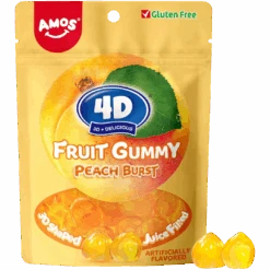 Amos 4D Gummies Juice Filled Peach Burst - 6oz (170g)