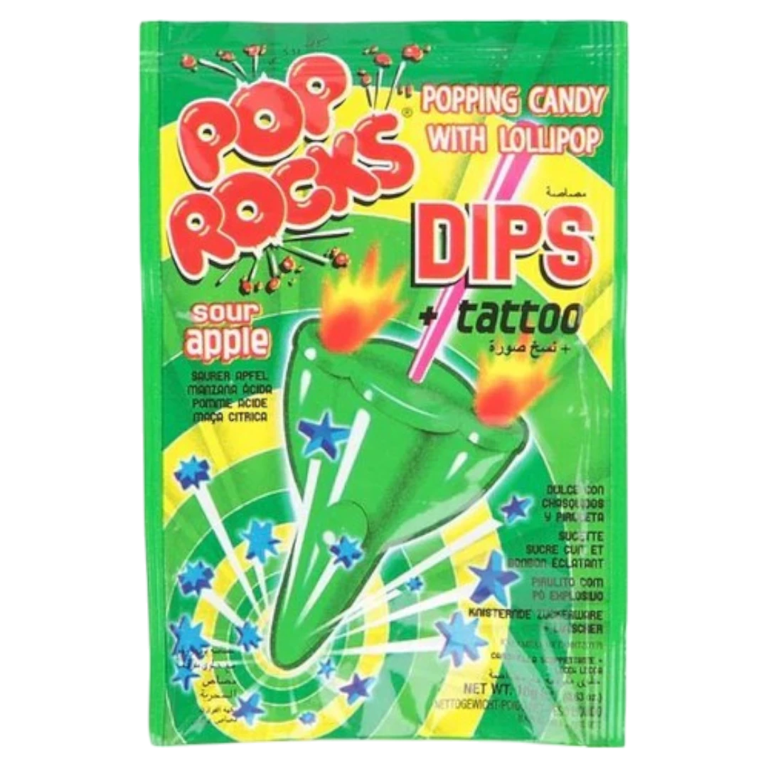 Pop Rocks Dips Sour Apple + Tattoo - 0.63oz (18g) 3 Pop Rocks Dips Sour Apple + Tattoo - 0.63oz (18g)