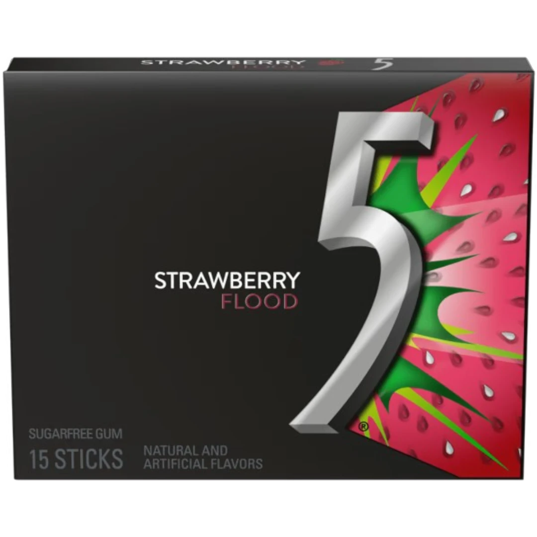Wrigley's 5 Gum Strawberry Flood Sugar Free - 15 Sticks 3 Wrigley's 5 Gum Strawberry Flood Sugar Free - 15 Sticks