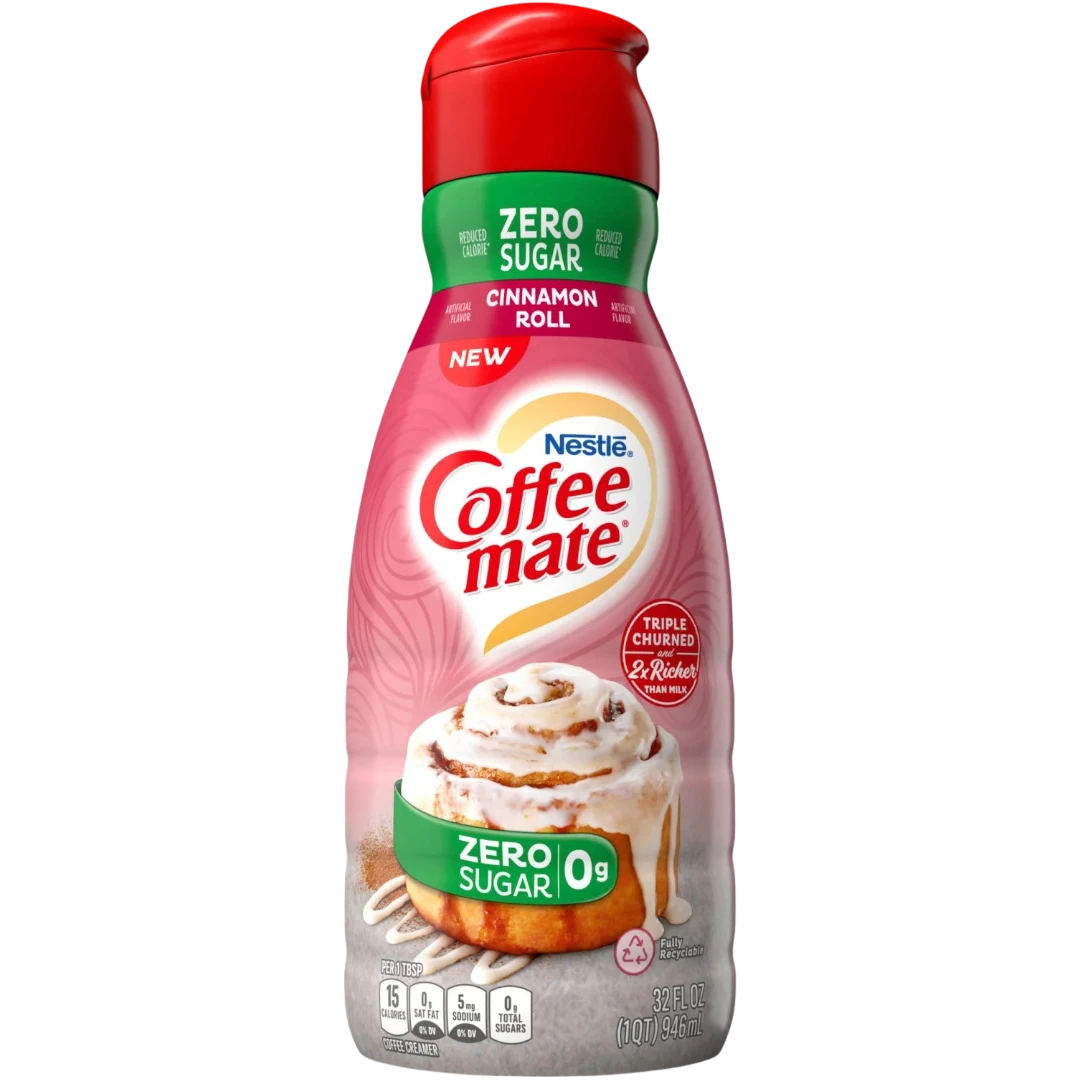 Coffee Mate Cinnamon Roll Zero Sugar Liquid Creamer Big Bottle - 32fl.oz (946ml) 3 Coffee Mate Cinnamon Roll Zero Sugar Liquid Creamer Big Bottle - 32fl.oz (946ml)