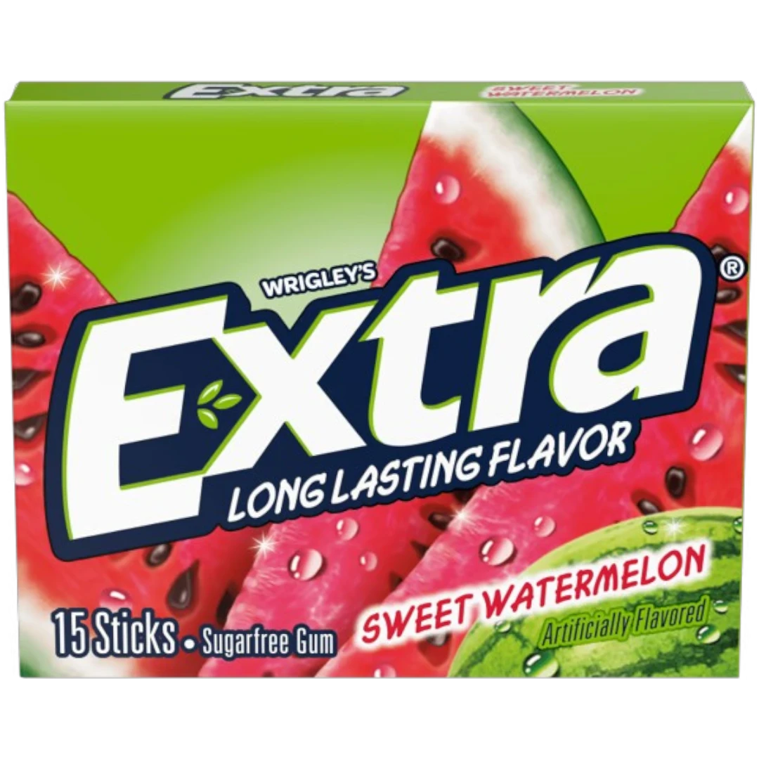Extra Gum Sweet Watermelon Sugar Free - 15 Sticks 3 Extra Gum Sweet Watermelon Sugar Free - 15 Sticks