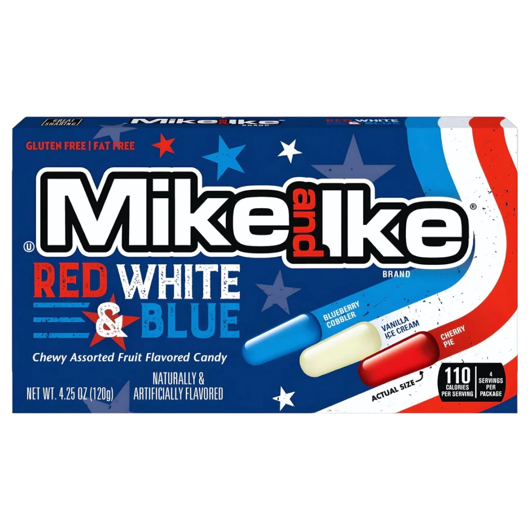 Mike & Ike Red White & Blue Theatre Box - 4.25oz (120g) 3 Mike & Ike Red White & Blue Theatre Box - 4.25oz (120g)