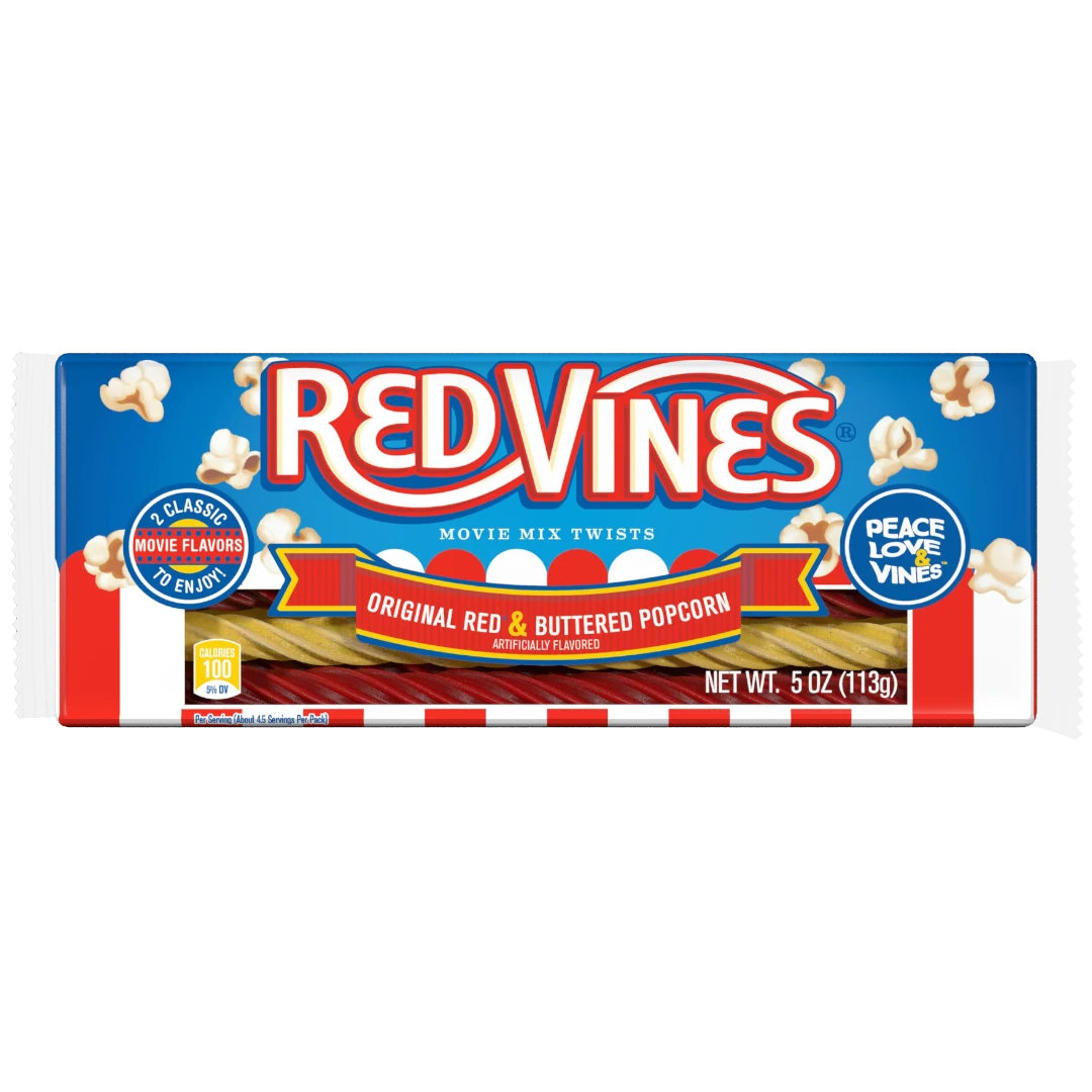 Red Vines Buttered Popcorn & Original Red Twists - 5oz (142g) 3 Red Vines Buttered Popcorn & Original Red Twists - 5oz (142g)