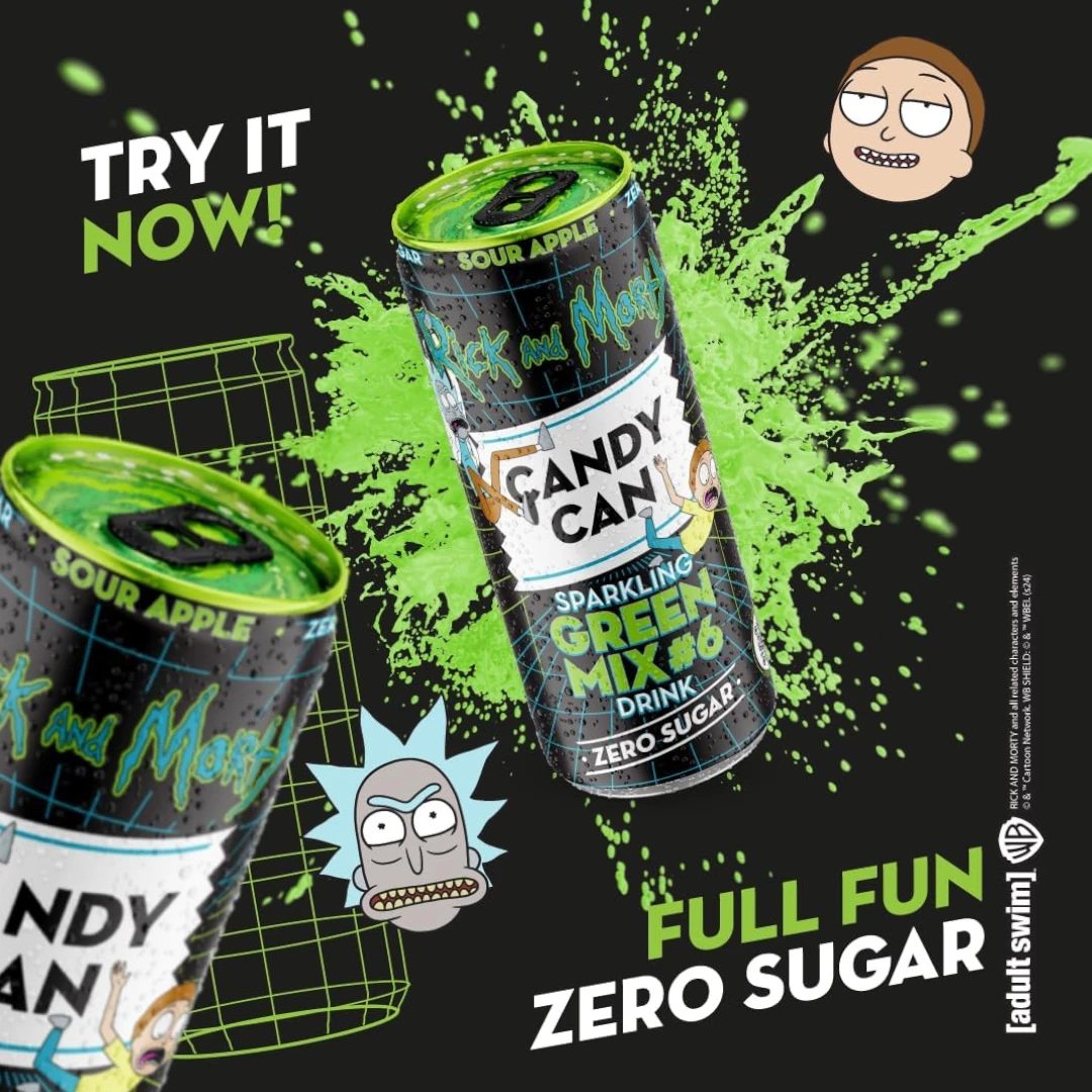 Rick And Morty Green Mix #6 Candy Can Zero Sugar (Sour Apple) - 11.15fl.oz (330ml) 6 Rick And Morty Green Mix #6 Candy Can Zero Sugar (Sour Apple) - 11.15fl.oz (330ml) - Image 4