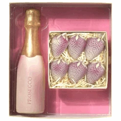 Handcrafted Belgian Chocolate Prosecco And Strawberries Gift Box (No Alcohol) - 12.7oz (360g)