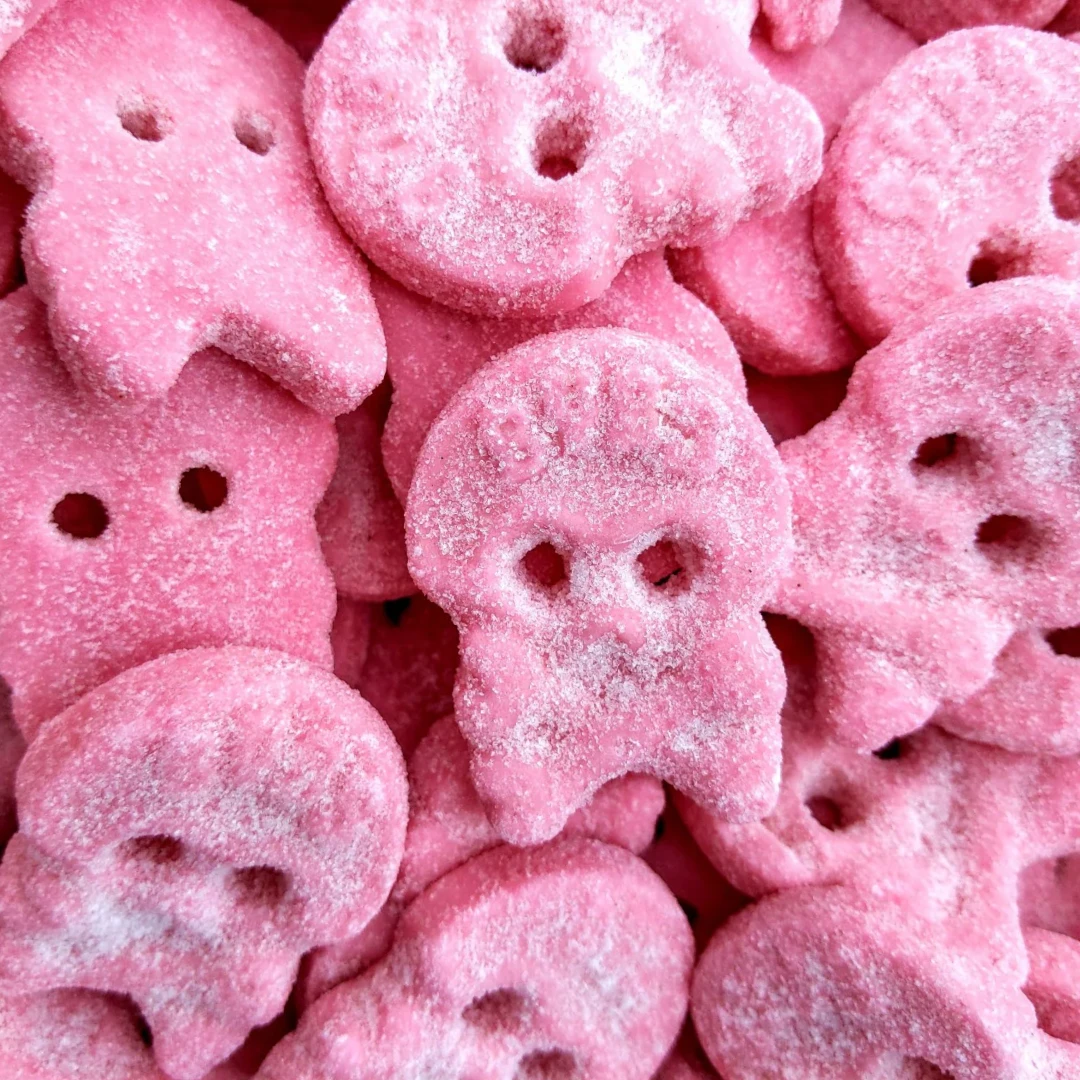 BUBS Sour Raspberry Foam Skulls 3 BUBS Sour Raspberry Foam Skulls