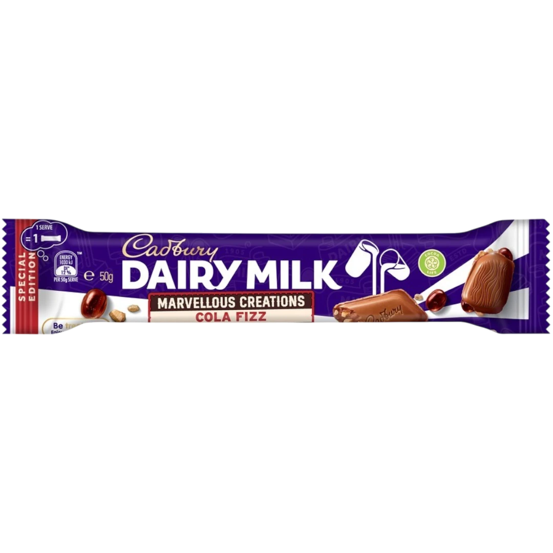 Cadbury Dairy Milk Marvellous Creations Cola Fizz Bar (Australia) - 1.76oz (50g) 3 Cadbury Dairy Milk Marvellous Creations Cola Fizz Bar (Australia) - 1.76oz (50g)