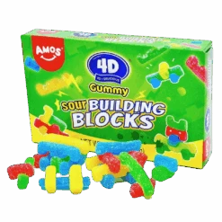 Amos 4-D Sour Gummy Blocks 3.5oz (100g)