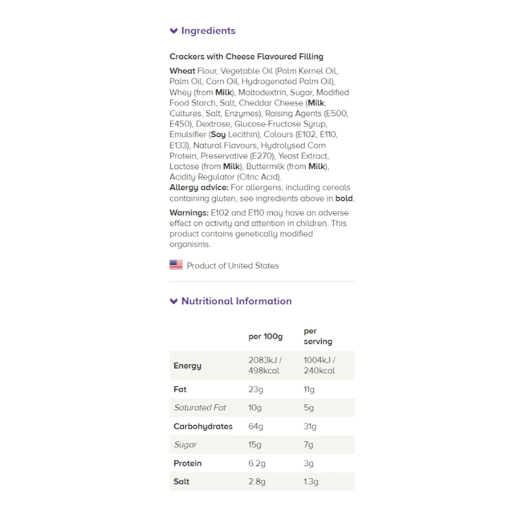 Combos Cheddar Cheese Stuffed Baked Cracker Bites - 6.3oz (178.6g) 4 Combos Cheddar Cheese Stuffed Baked Cracker Bites - 6.3oz (178.6g) - Image 2