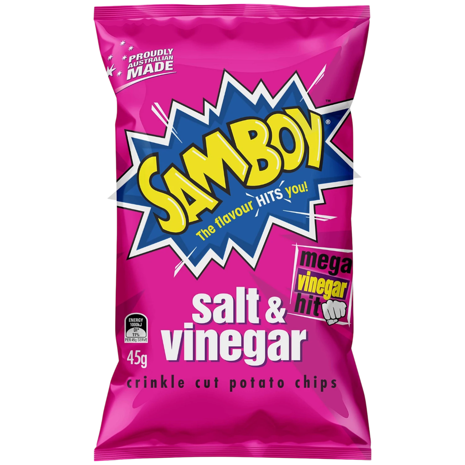 Samboy Salt & Vinegar Potato Crisps Grab Bag (Australia) - 1.6oz (45g) 3 Samboy Salt & Vinegar Potato Crisps Grab Bag (Australia) - 1.6oz (45g)