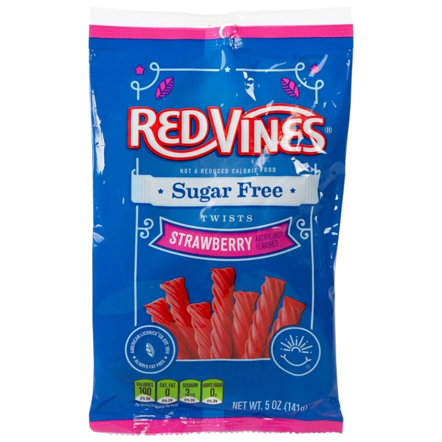 Red Vines Strawberry Sugar Free Liquorice Twists - 4.97oz (141g) 3 Red Vines Strawberry Sugar Free Liquorice Twists - 4.97oz (141g)