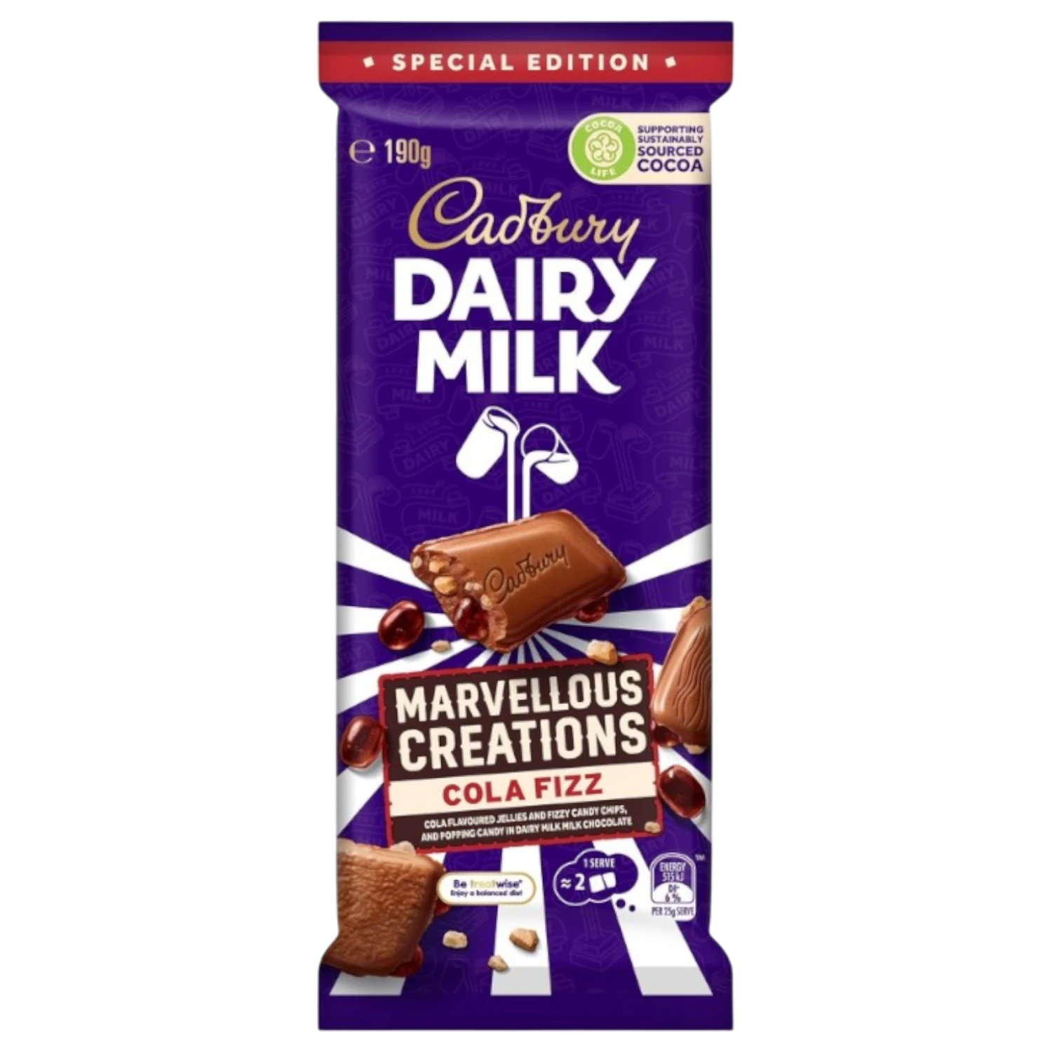 Cadbury Dairy Milk Marvellous Creations Cola Fizz Block (Australia) - 6.7oz (190g) 3 Cadbury Dairy Milk Marvellous Creations Cola Fizz Block (Australia) - 6.7oz (190g)