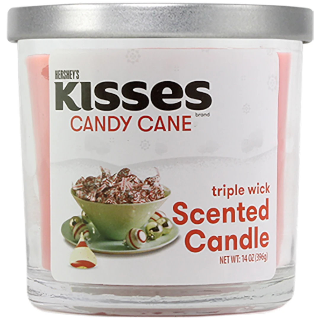 Hershey's Candy Cane Kisses Triple Wick Scented Candle - 14oz (396g) 3 Hershey's Candy Cane Kisses Triple Wick Scented Candle - 14oz (396g)