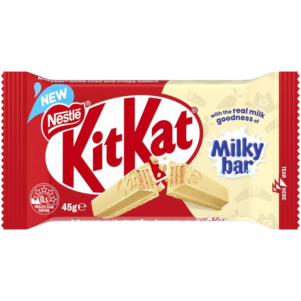 Kit Kat Milkybar 4 Finger Bar (Australia) - 1.58oz (45g) 3 Kit Kat Milkybar 4 Finger Bar (Australia) - 1.58oz (45g)