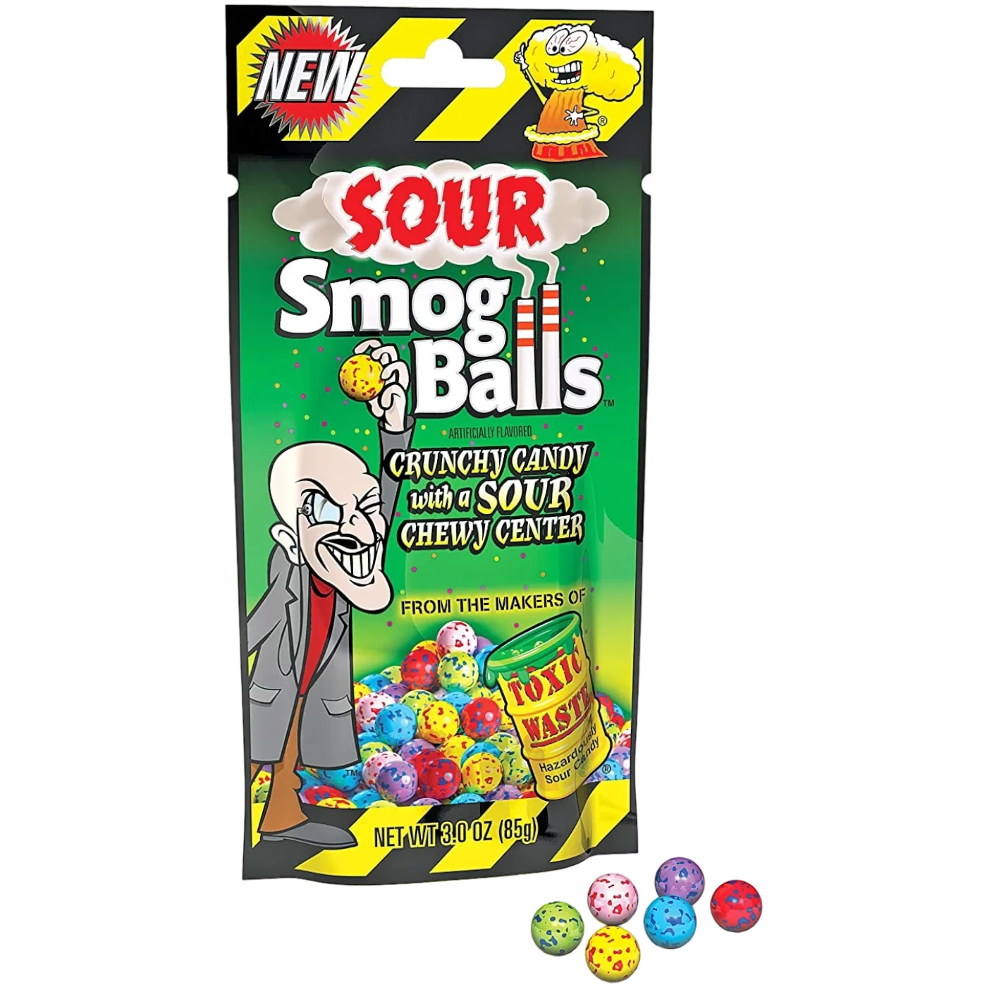 Toxic Waste Sour Smog Balls Pouch - 3oz (85g) 3 Toxic Waste Sour Smog Balls Pouch - 3oz (85g)